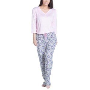 Muk Luks Solid Long-Sleeve T-Shirt & Printed Pants Pajama Set SP2/419